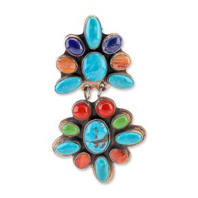 Southwestern Sterling Silver Multi-Stone Pendant-Brooch