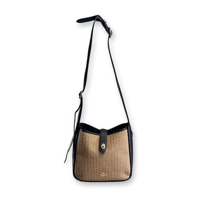 Coach Hadley Raffia and Leather Crossbody Bag w/ COA