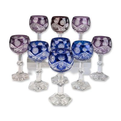 Set of Nine Nachtmann Cut-to-Clear Crystal Hock Glasses