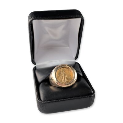 14K Yellow Gold American Eagle Coin Ring