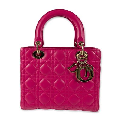 Christian Dior Fuchsia Lambskin Lady Dior Handbag