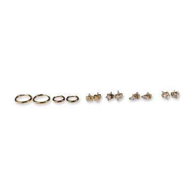 6 Pairs of Gold-Tone and Cubic Zirconia Earrings