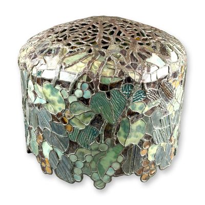 Tiffany Studios New York Grape Leaded Glass and Patinated Bronze Lampshade