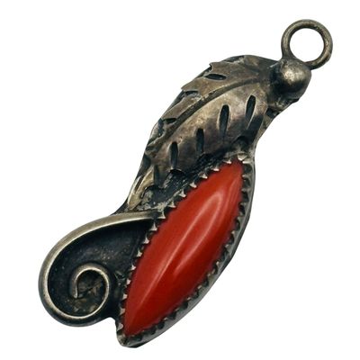 Navajo Sterling Coral Pendant