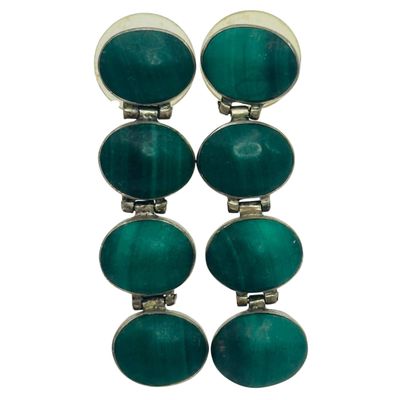 Sterling Malachite Hinged Earrings