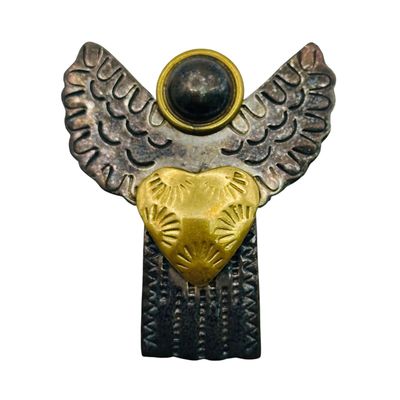 Sterling Stamped Angel Brooch Pendant