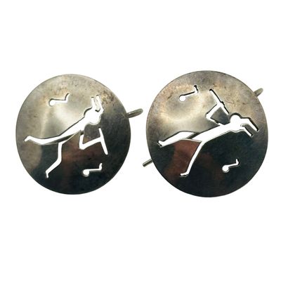 Southwest Sterling Kokopelli Cut Out Round Earrings