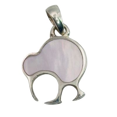 Sterling Mother Of Pearl Kiwi Bird Pendant