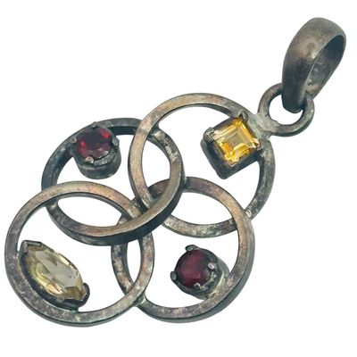 Sterling Citrine Garnet Lopped Pendant