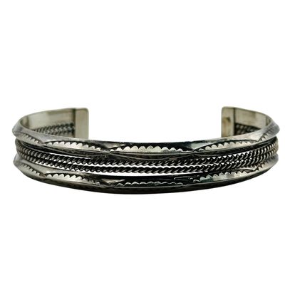 Navajo Sterling Stamped Cuff Bracelet