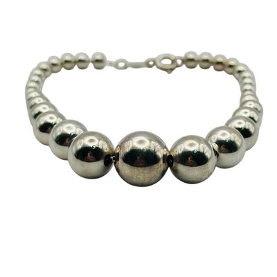 Sterling Bead On Sterling Chain Bracelet