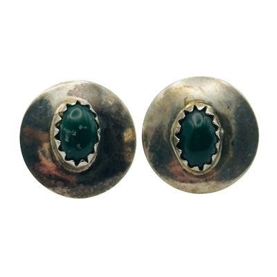 Signed Sam Native Sterling Malachite Earrings