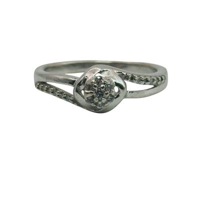 Sterling Diamond Ring Sz 6.5