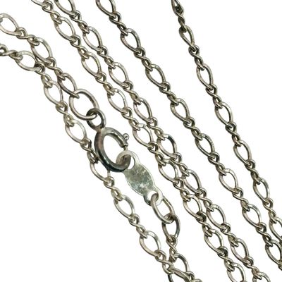 Signed Sterling Figaro Trace Chain Necklace