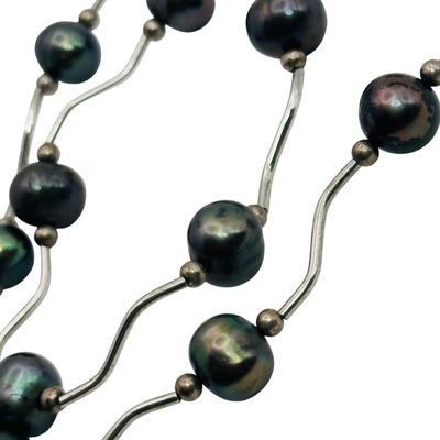 Sterling Pearl Liquid Silver Necklace