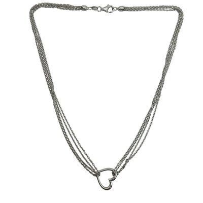Italy Sterling Multi Cable Chain Heart Necklace