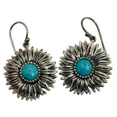 Sterling Turquoise Flower Earrings