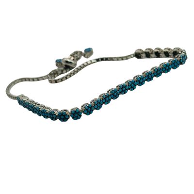Sterling Turquoise Flower Adjustable Bracelet