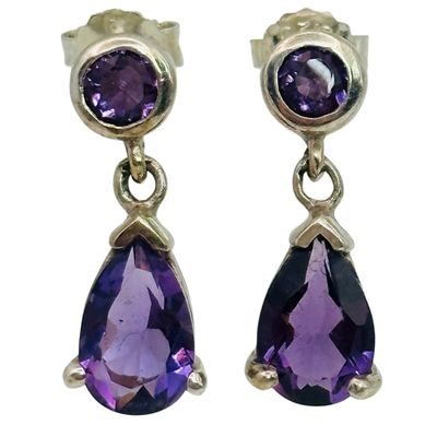Sterling Amethyst Teardrop Earrings