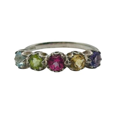 Signed Sterling Multi Stone Ring Sz 9