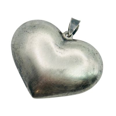 Signed Sterling Puffy Heart Pendant