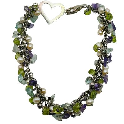 Sterling Multi Stone Cluster Bracelet