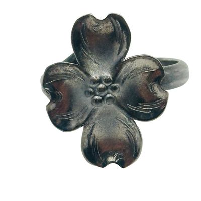 NYE Sterling Dogwood Blossom Ring Sz 6