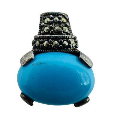 Sterling Turquoise Marcasite Pendant