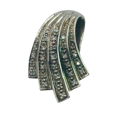 Signed Sterling Diamond Fountain Pendant