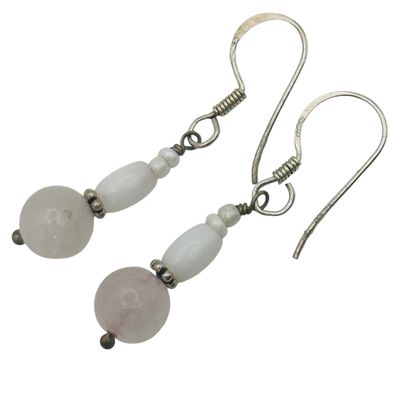 Sterling Rose Quartz Earrings