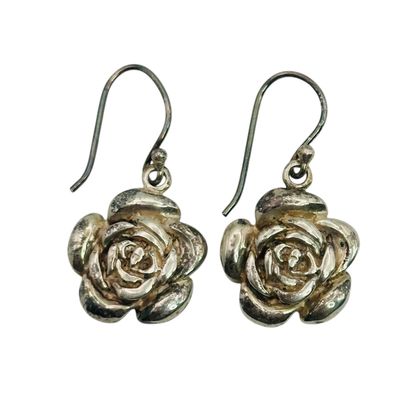 Sterling Rose Dangle Earrings