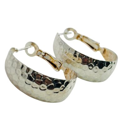Sterling Hammered Hoop Earrings