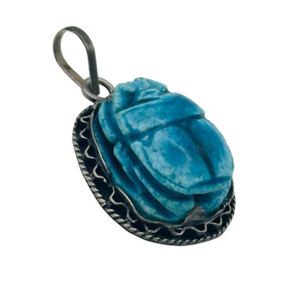 Sterling Egyptian Scarab Beetle Pendant