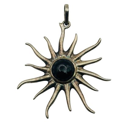 Sterling Onyx Sun Pendant
