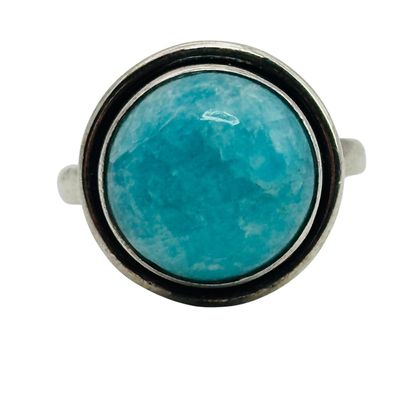 Signed Sterling Larimar Ring Sz 9.5
