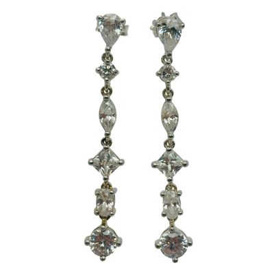 Sterling Clear Stone Dangle Earrings