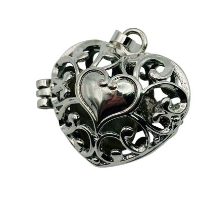 Sterling Agate Stone Magnetic Heart Locket Pendant