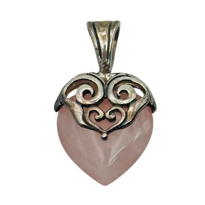 Sterling Pink Quartz Heart Pendant