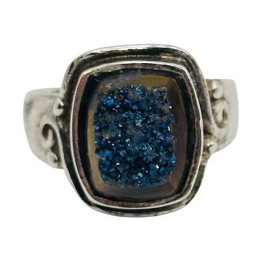 Sajen Sterling Druzy Quartz Ring Sz 7