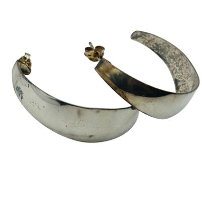 Sterling Flat Half Hoop Earrings