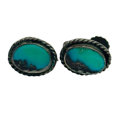 Sterling Turquoise Screw Back Earrings