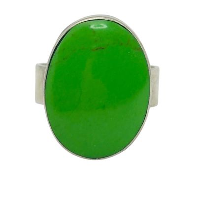 Sterling Green Turquoise Oval Ring Sz 8.5