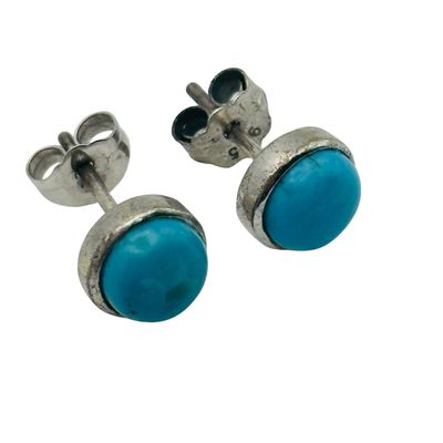 Sterling Turquoise Round Earrings