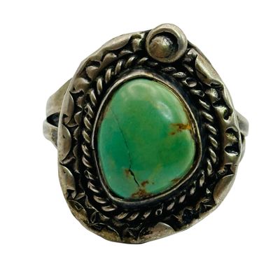 Vintage Navajo Sterling Turquoise Ring Sz 8