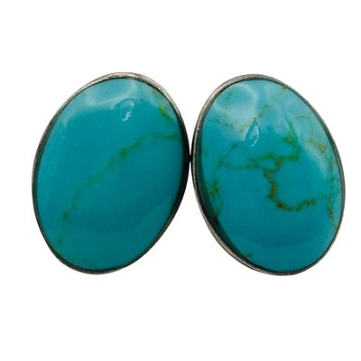 Sterling Turquoise Oval Earrings
