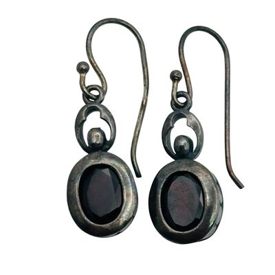 Sterling Garnet Dangle Earrings