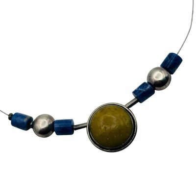 Sterling Sodalite Jasper Center Wire Necklace