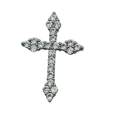 Signed Sterling Topaz Cross Pendant