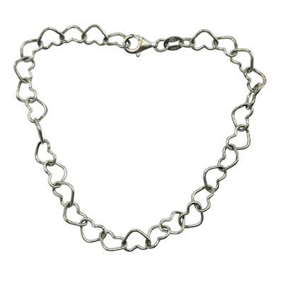 Signed Italy Sterling Heart Chain Bracelet