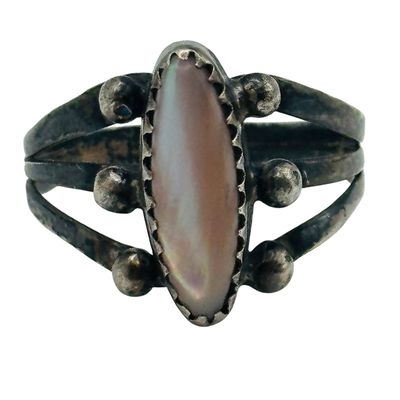 Native Sterling Mother Of Pearl Ring Sz 8.5